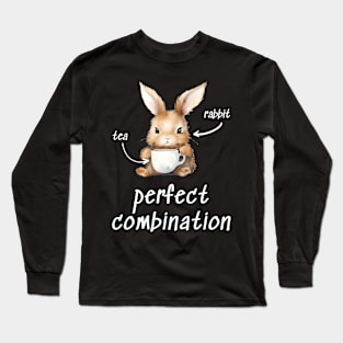 rabbit and tea - perfect combination Long Sleeve T-Shirt